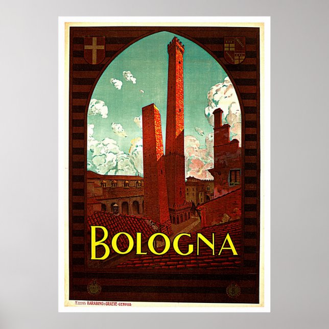 Póster Torres de Bologna Italy Vintage (Frente)