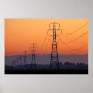 Poster Torres de Energia ao Pôr do Sol