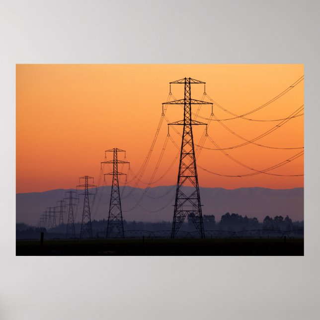 Poster Torres de Energia ao Pôr do Sol (Frente)