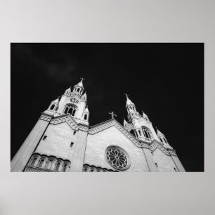 Poster Torres de Igreja Preta e Branca