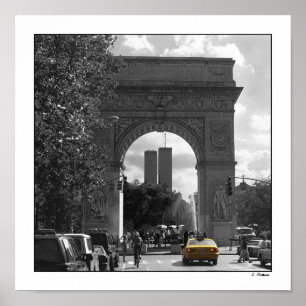 Póster Torres gémeas através do quadrado de Washington