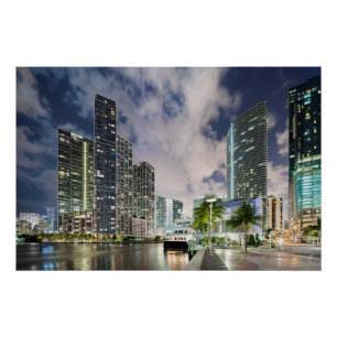 Póster Torres iluminadas no beira-rio do rio de Miami