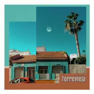 Póster Torrevieja em Laranja e Turquesa