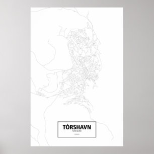 Póster Tórshavn, Faroe Island (preto no branco)