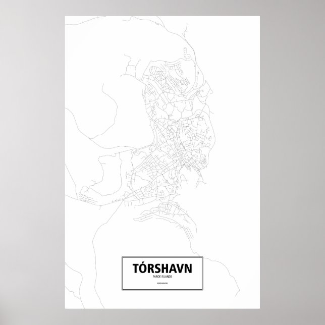 Póster Tórshavn, Ilhas Faroé (preto em branco) (Frente)