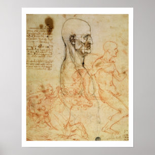 Poster Torso de um homem no perfil, cabeça esquadrada