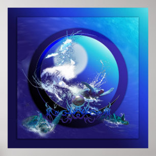 POSTER TORTA MARÍTIMA AZUL-LUA-BRUTA