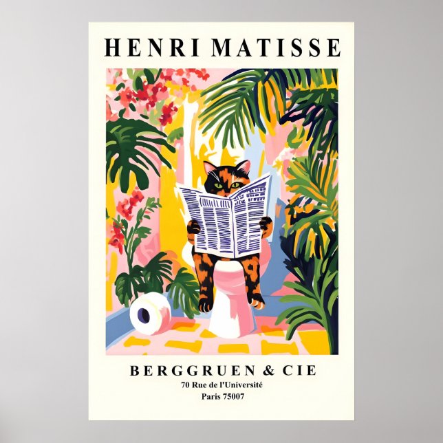 Poster Tortoiseshell Cat on a Toilet Print - Matisse (Frente)