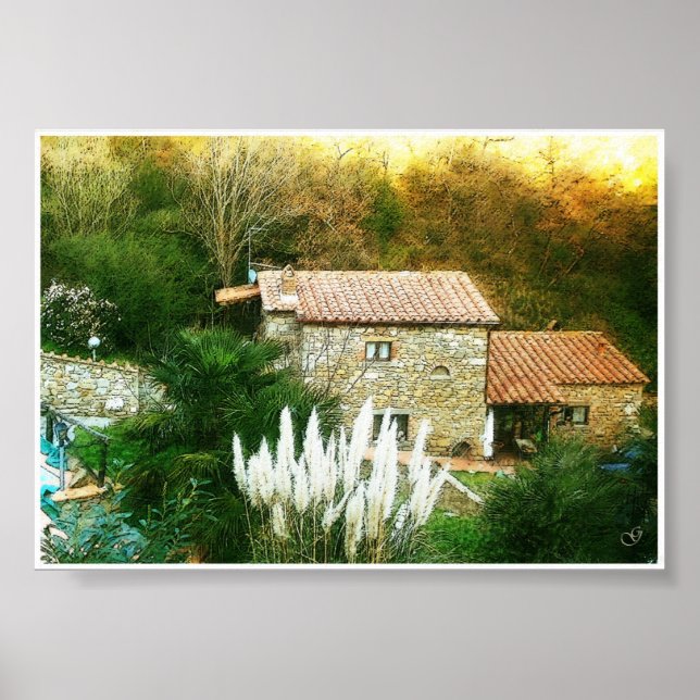 Póster Toscana, Itália. Casa rustica. (Frente)