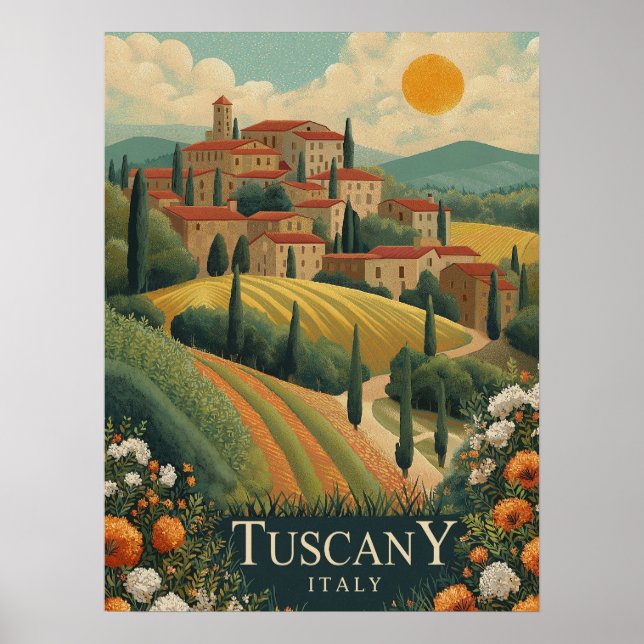 Poster Toscana no Sunset - Itália Viagem (Frente)