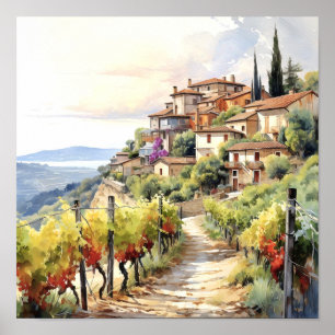 Poster Toscânia Winery Watercolor Art