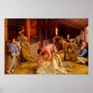 Poster Tosquia dos Carneiros Tom Roberts 1890 Arte Austra