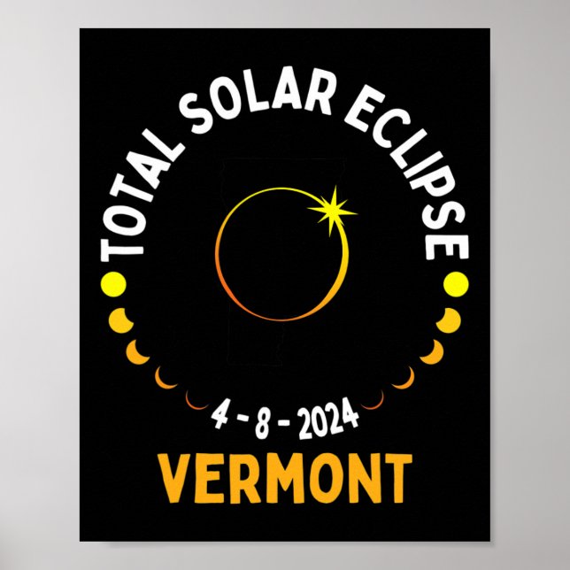 Poster Total 04 08 24 Eclipse Solar Total 2024 Vermont (Frente)