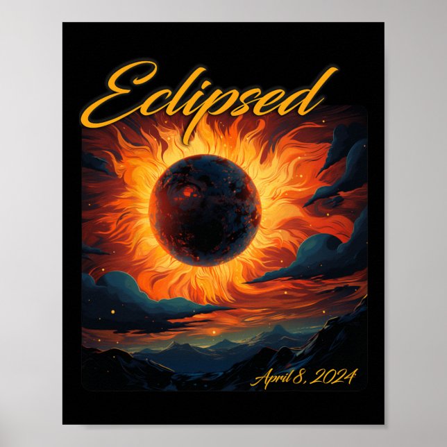 Poster Total 2024 Eclipse Solar Totalidade Sun Moon (Frente)