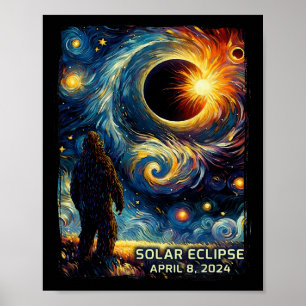 Poster Total da Eclipse Solar América Sasquatch Starry Ni