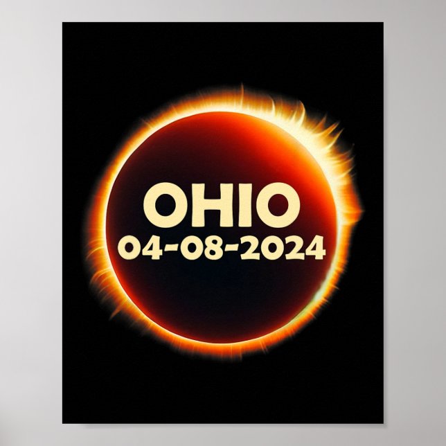 Poster Total de Eclipse Solar 2024 Ohio (Frente)