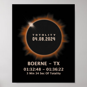 Poster Total de Eclipse Solar 2024 Totalidade 04.08.24 Te