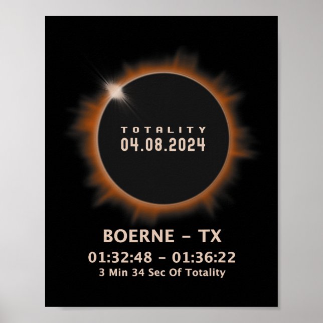 Poster Total de Eclipse Solar 2024 Totalidade 04.08.24 Te (Frente)