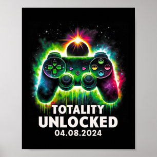 Poster Total de Eclipse Solar 2024 Vídeo Jogo Colorido 1