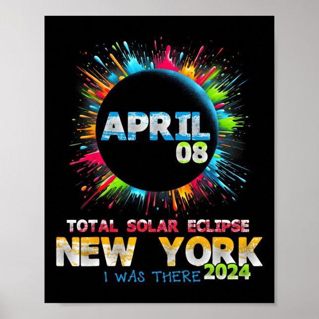 Poster Total de Eclipse Solar Nova Iorque 2024 Totalit Co (Frente)
