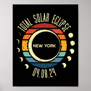 Poster Total de Eclipse Solar Nova Iorque Retro 04.08.24