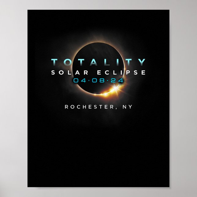 Poster Total de Eclipse Solar Totality Rochester New York (Frente)