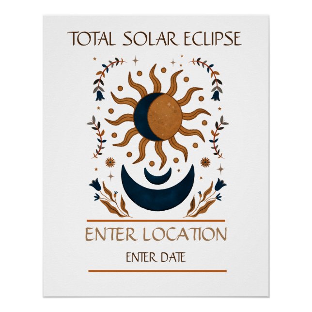 Póster Total de Espanha de Eclipse Solar Personalizada 20 (Frente)