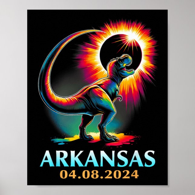 Poster Total do Arkansas Total Solar Eclipse 2024 T Rex D (Frente)