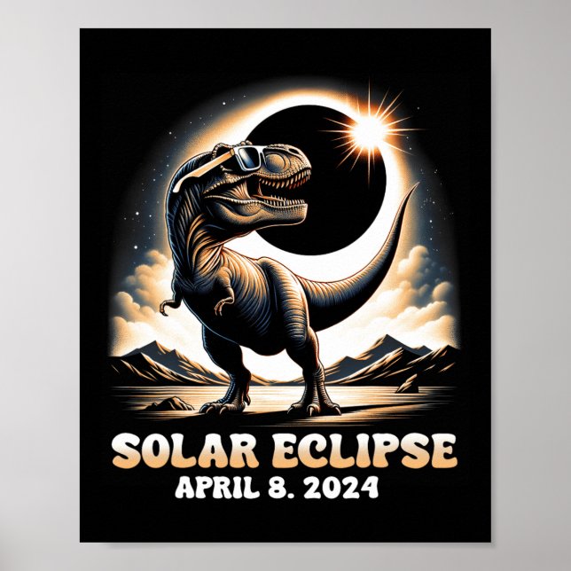 Poster Total do Eclipse Solar Dinossaur Dino T-rex 8 20 d (Frente)