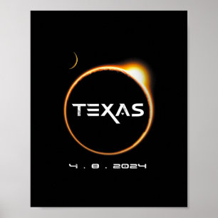 Poster Total do Texas 4.08.2024 Eclipse Solar Total 2024