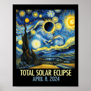 Poster Total Eclipse Solar 2024 Starry Night Totality Van