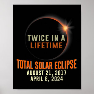 Poster Total Eclipse Solar 2024 Totalidade Duas Vezes Em