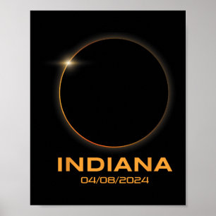 Poster Total Eclipse Solar 2024 Totality Indiana