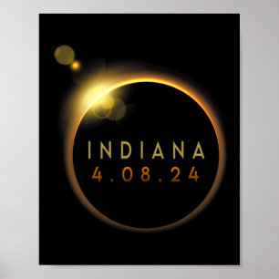Poster Total Eclipse Solar 2024 Totality Indiana