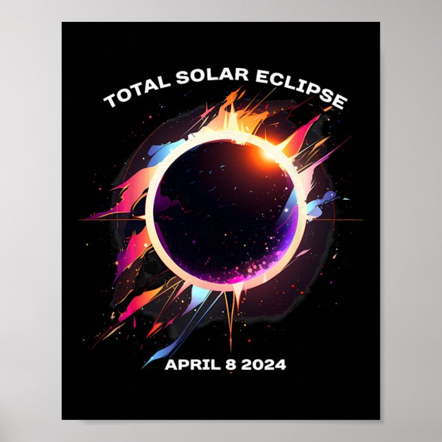 Poster Total Eclipse Solar Abril 8 2024 Totality Souvenir (Frente)