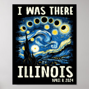 Poster Total Solar Eclipse 2024 Illinois - Starry Night P