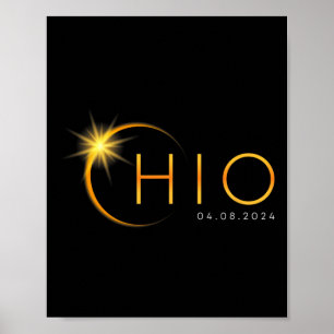 Poster Total Solar Eclipse 2024 State Ohio Totality April