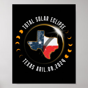 Poster Total Solar Eclipse América Totalidade Texas 8 de 