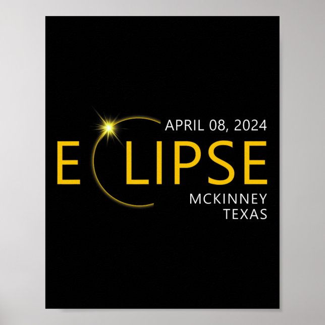 Poster Total Solar Eclipse Apirl 08 2024 Mckinney Texas T (Frente)