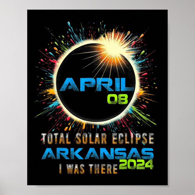 Poster Total Solar Eclipse Arkansas 2024 Totalit Colorido (Frente)