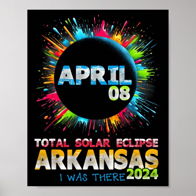 Poster Total Solar Eclipse Arkansas 2024 Totalit Colorido (Frente)