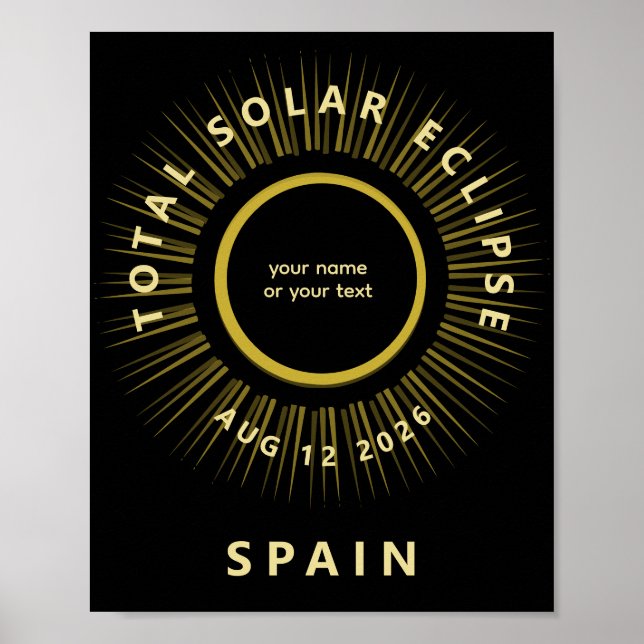Poster Total solar eclipse August 2026 add your text (Frente)