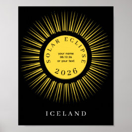 Poster Total solar eclipse August 2026 text personalized