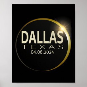 Poster Total Solar Eclipse Dallas Texas 8 De Abril De 202