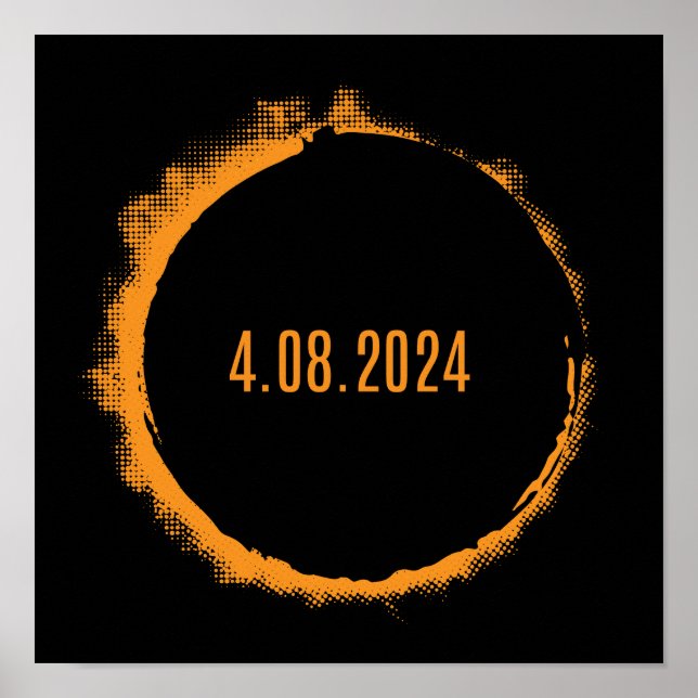 Poster Total Solar Eclipse EUA 8 de abril de 2024 (Frente)