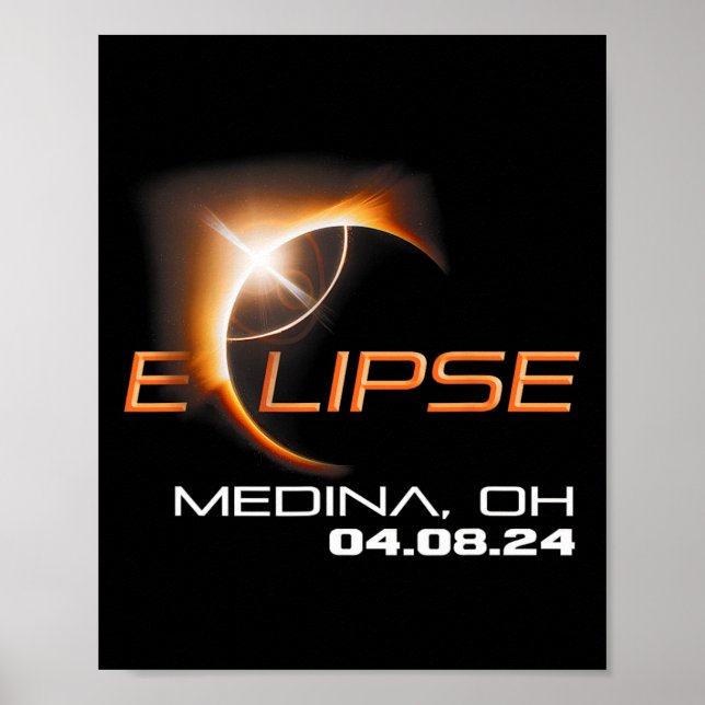 Poster Total Solar Eclipse Medina Ohio (Frente)