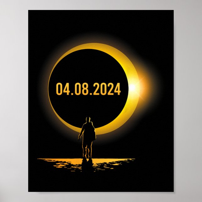 Poster Totalidade 04 08 24 Eclipse Solar Total Engraçado  (Frente)