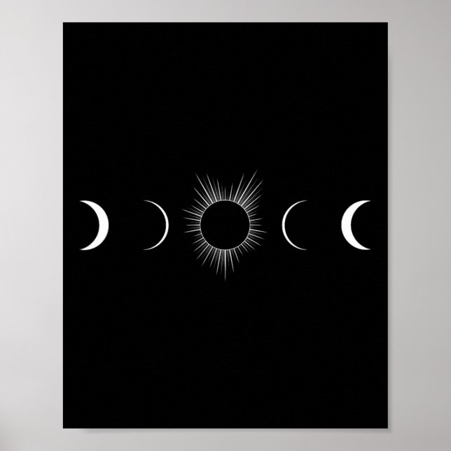 Poster Totalidade das fases da lua do Eclipse solar (Frente)