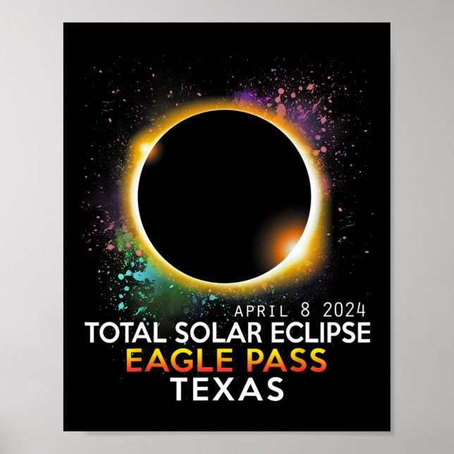 Poster Totalidade de Águia Solar Eclipse Passando no Texa (Frente)
