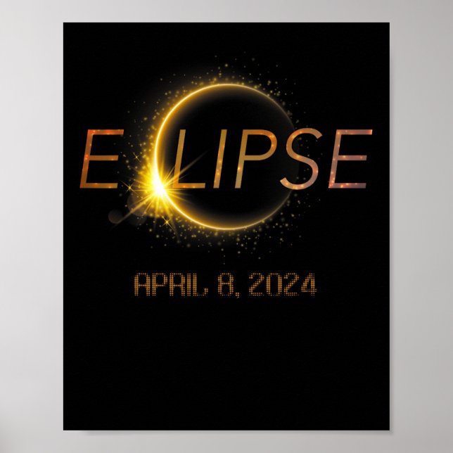 Poster Totalidade Eclipse 4.08.24 Eclipse Solar Total 202 (Frente)